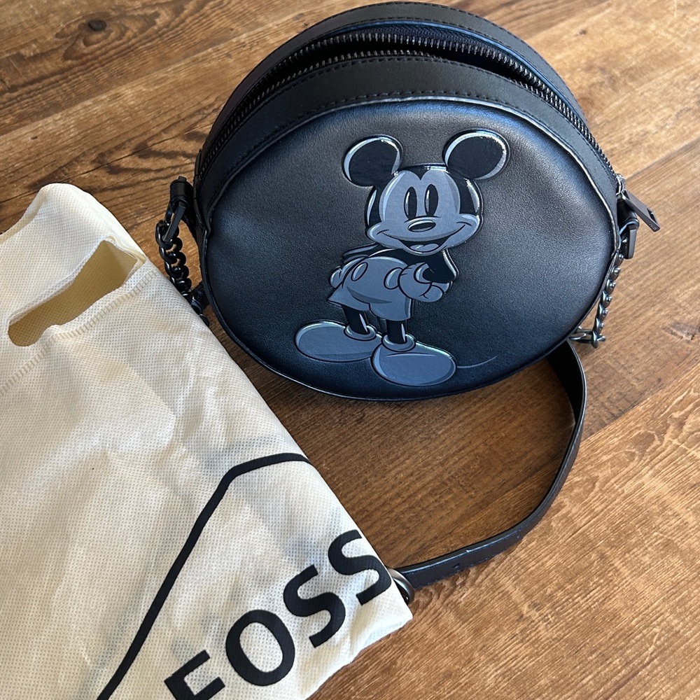 Black Round Mickey Mouse Crossbody Bag by Fossil - Picture 2 of 4